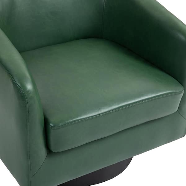 Uixe Modern Green PU Leather Upholstered 360° Swivel Accent Arm