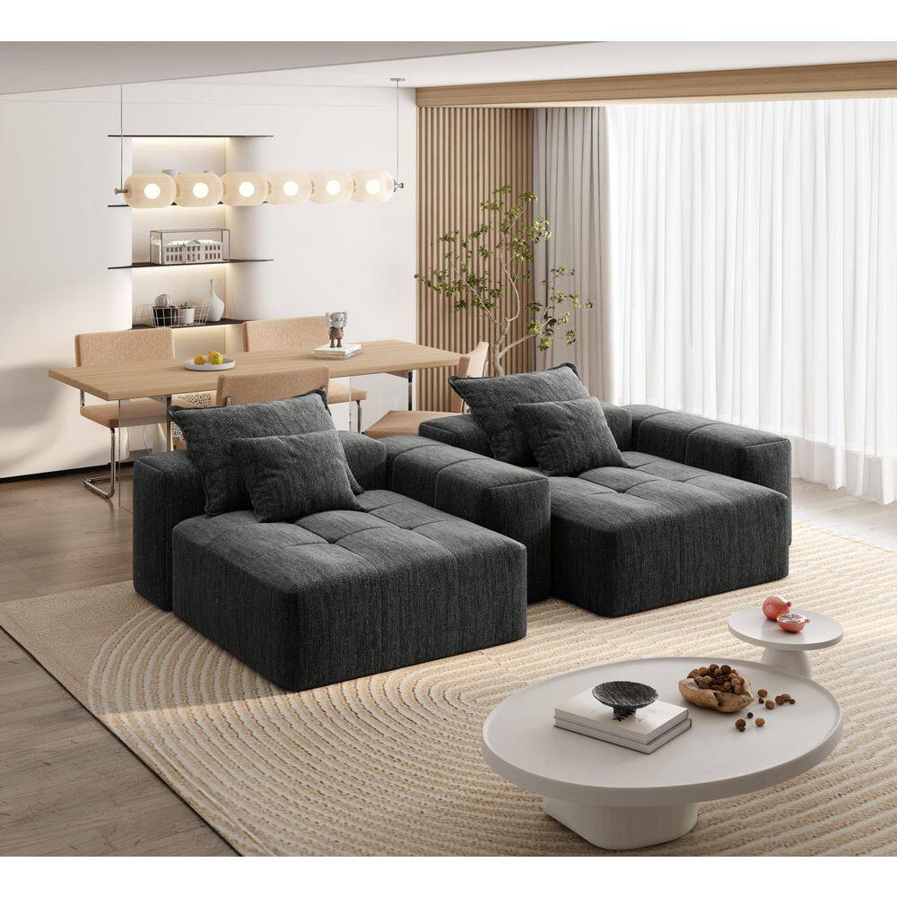 113.4 in. Sparkling Chenille Fabric Oversized Modular Sectional Sofa with Armrests and Pillows in. Black price history on PriceWatchPro