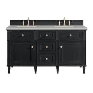 Lorelai 60.0 in. W. x 23.5 in. D x 34.06 in. H Double Bathroom Vanity in Black Onyx with Eternal Serena Quartz Top