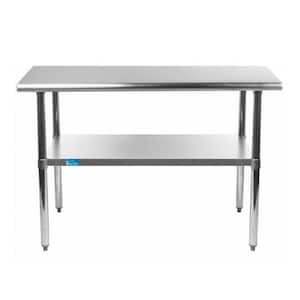 14 in. x 30 in. NSF Stainless Steel Kitchen Utility Table with Bottom Shelf. Metal Work Bench