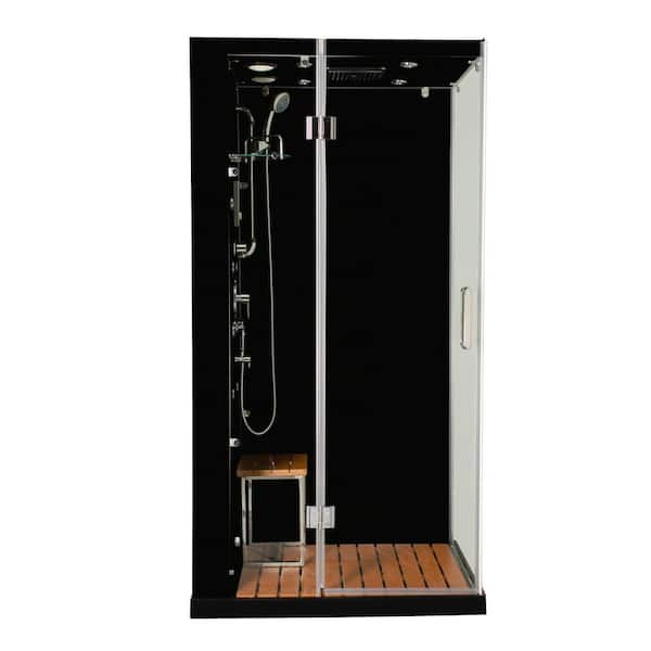 Jupiter Plus 43 in. x 31 in. x 86 in. Steam Shower Enclosure Kit in Black