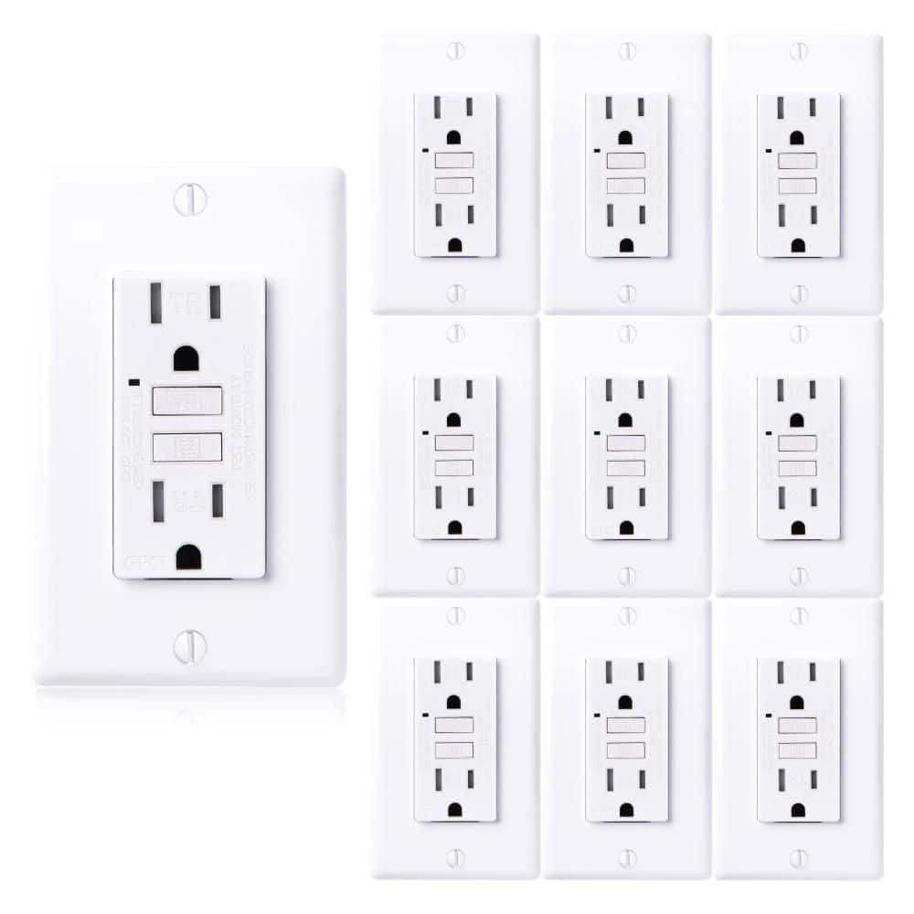 15-Amp 125-Volt GFCI Duplex Tamper Resistant Outlet, GFI Receptacle with Indicator Light and Wall Plate, White (10-Pack) price history on PriceWatchPro