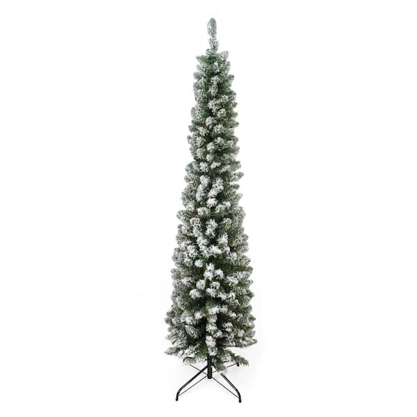 6 ft. Flocked North River Pine Pencil Artificial Christmas Tree Unlit