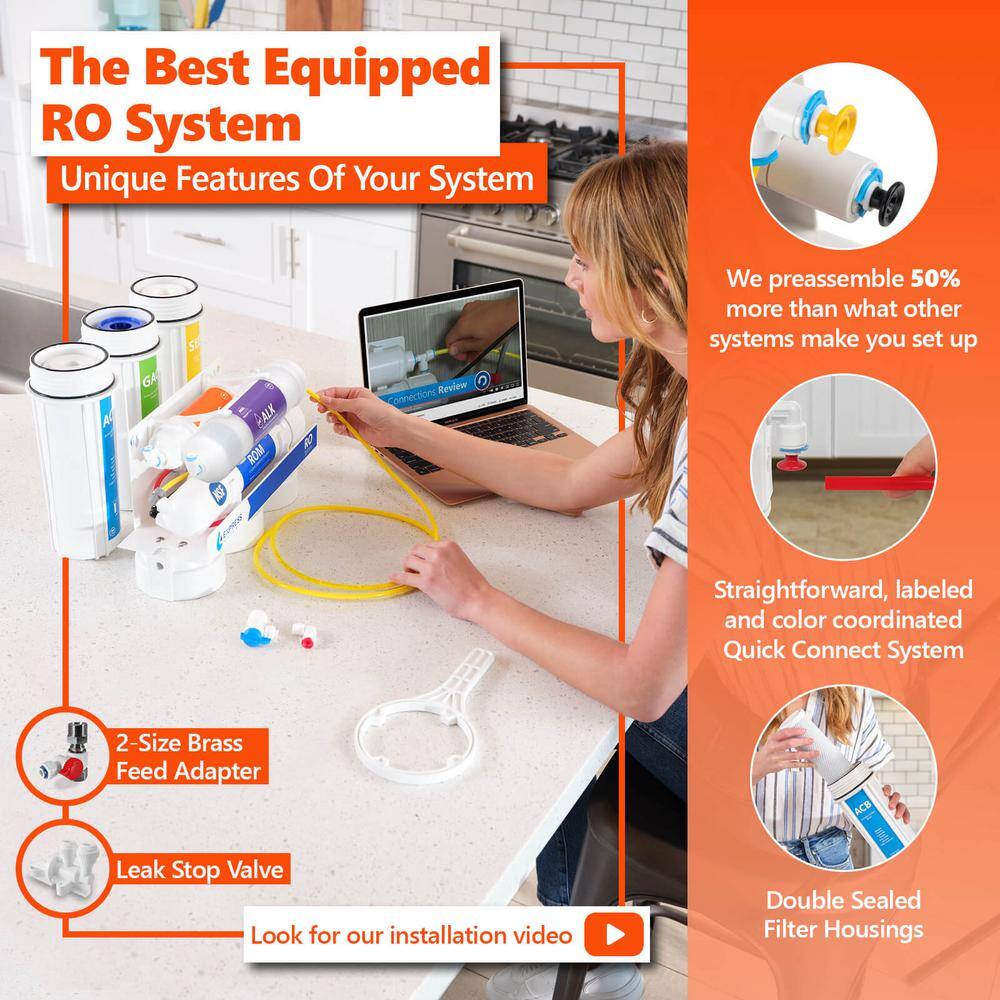Express Water 10-Stage 50 GPD Alkaline RO Under-Sink Filtration System