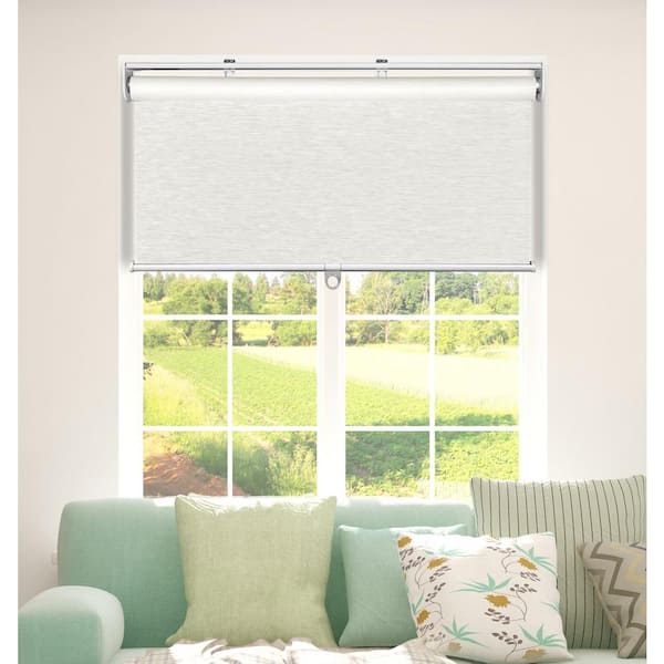 Arlo Blinds White Cordless Natural Weave Light Filtering Fabric Roller Shade 27.5 in. W x 60 in. L