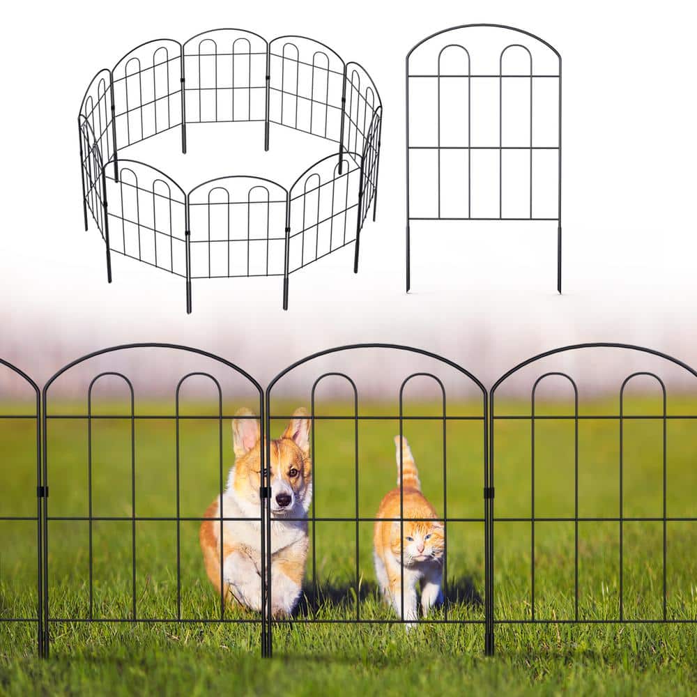 Oumilen 24 in. x 13 in. W Rustproof Metal Arched Double Gate Fence 28