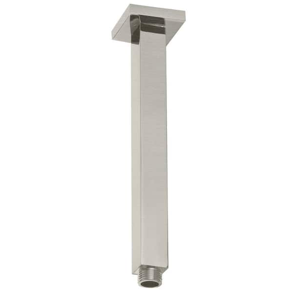 Westbrass 1/2 in. IPS x 9 in. Square Ceiling Mount Shower Arm & Flange, Polished Nickel