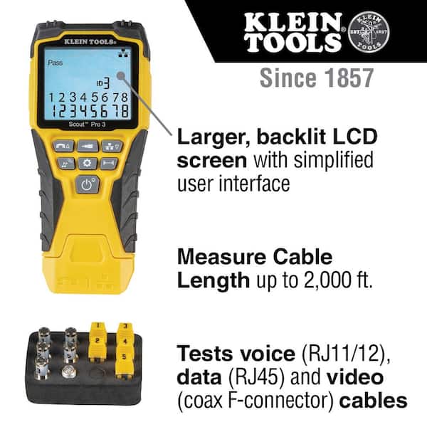 Cable Tester Kit with Scout Pro 3 Tester, Remotes, Adapter, Battery and Combination Radial Stripper