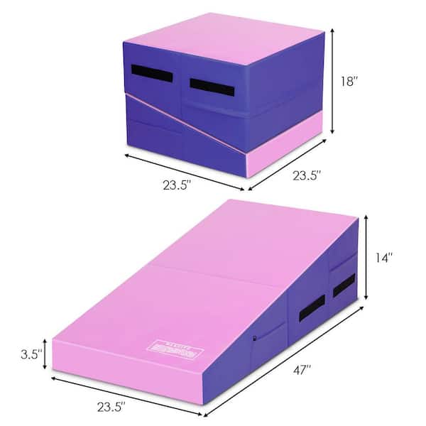 HONEY JOY 30" x 30" x 18" Incline Gymnastics Mat Wedge Shape  Foldable Durable Fitness Mat for Tumbling&Practice Pink 6 sq.ft. TOPB004469  - The Home Depot