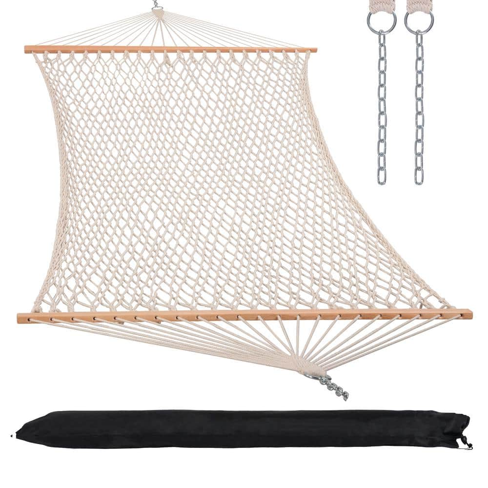 13.1 ft. Portable 2-Person Rope Hammock with Bamboo Spreader Bar, Carrying Bag, Tree Hooks, Bottle Holder, Natural price history on PriceWatchPro