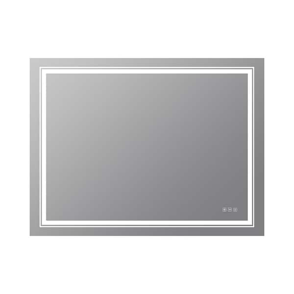JimsMaison 48 in. W x 36 in. H Rectangular Frameless Anti-Fog LED Wall Bathroom Vanity Mirror in Silver