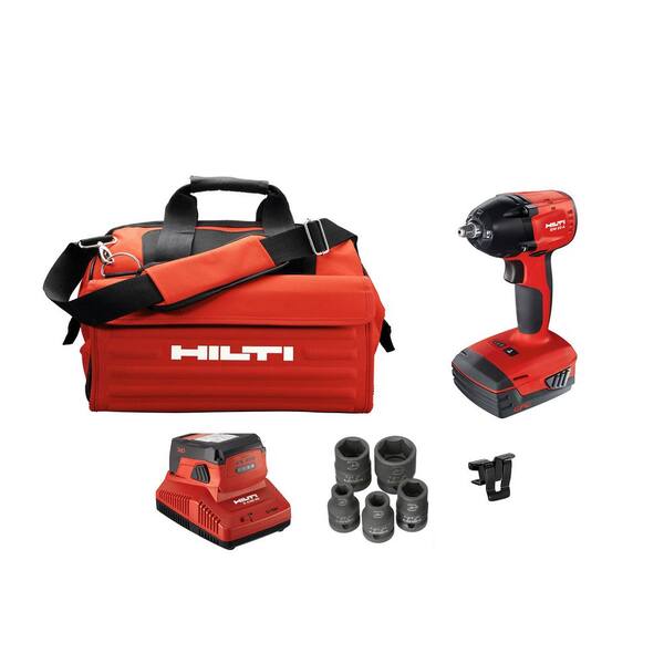 Hilti 22-Volt SIW Advanced Cordless 1/2 in. Brushless Impact Wrench with 3.0 Li-Ion Battery, Charger, Bag and Sockets