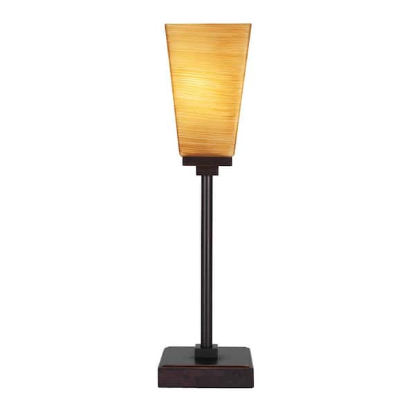 Unbranded Quincy 18 in. Dark Granite Accent Lamp with Glass Shade