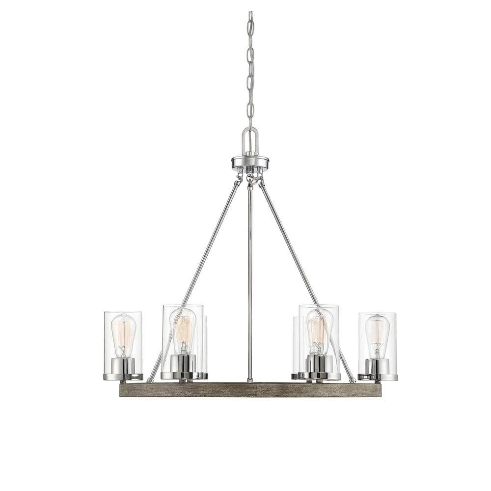 Greywood Chrome 5-Light Chandelier with Clear Glass Shades