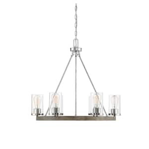 27 in. W x 25.13 in. H 5-Light Greywood Chrome Chandelier with Clear Glass Shades