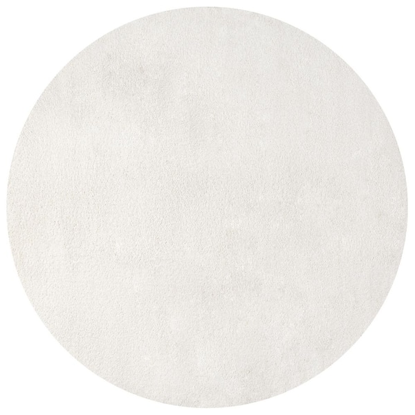 Haze Solid Low-Pile Cream 6 ft. Round Area Rug