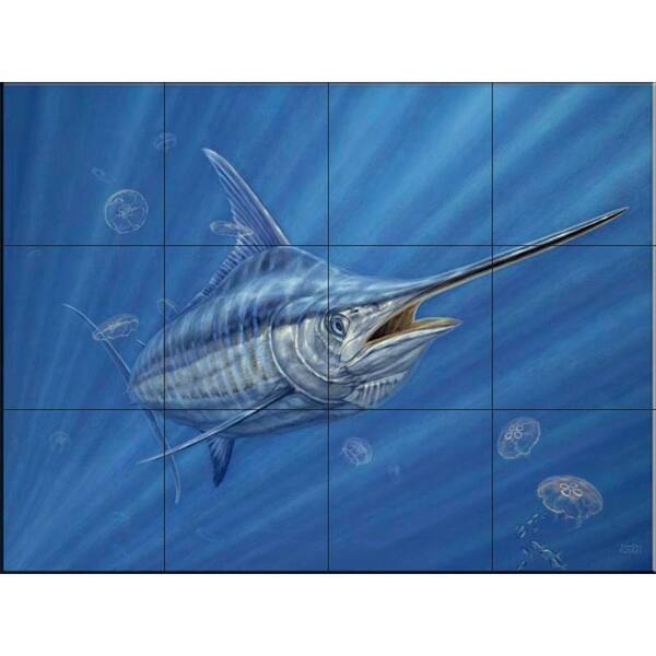 The Tile Mural Store Out of the Blue 17 in. x 12-3/4 in. Ceramic Mural Wall Tile