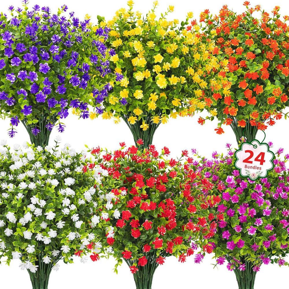 13.8 in. Multi-Colored Artificial Mixed Flower Set Realistic