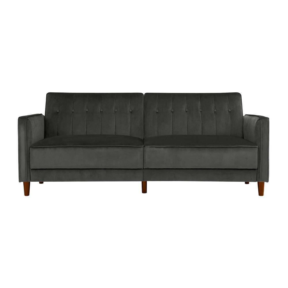 grey tufted futon