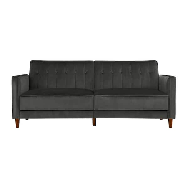 DHP Iris Grey Velvet Tufted Futon DE13471 The Home Depot