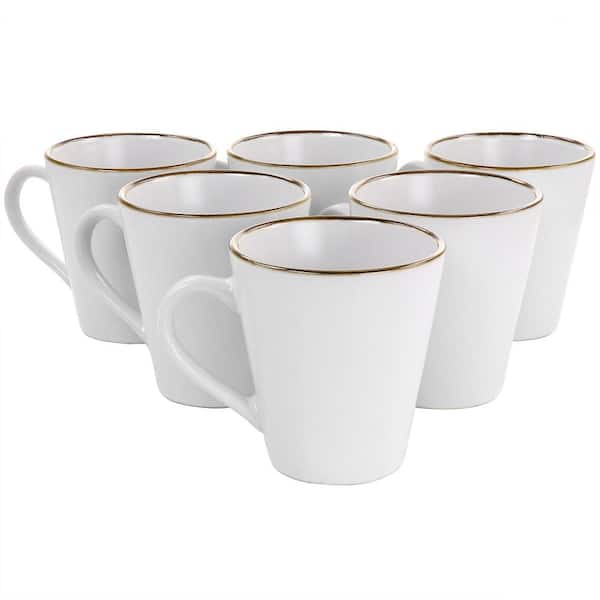 Modern Glass Cups & Saucers with Gold Rim Set of 6