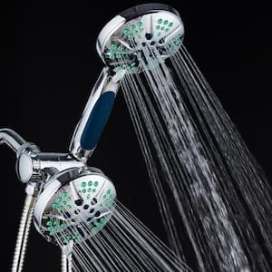 Antimicrobial 48-Spray 4.3 in. High Pressure 3-Way Dual Shower Head and Handheld Shower Head Combo in Chrome