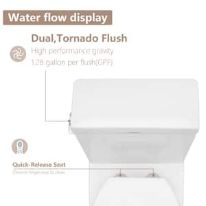 12 in. Rough-In 1-Piece 1.28 GPF Left Side Single Flush Elongated Toilet in White with Seat Included