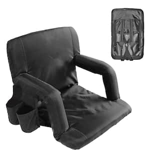 Black Oxford Fabric Stadium Chair Cushion 2-Pack Water-Repellent