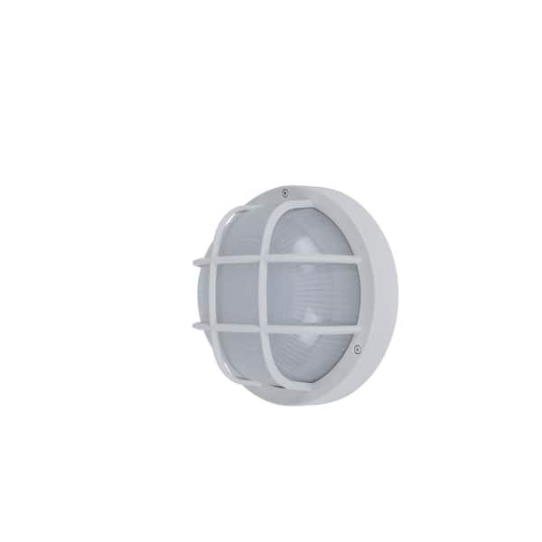 Coastal Norfolk White Outdoor Integrated LED Bulkhead Wall Lantern
