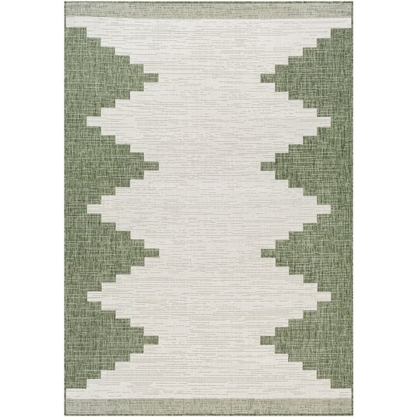 Eagean Green Geometric 10 ft. x 13 ft. 11 in. Indoor/Outdoor Area Rug