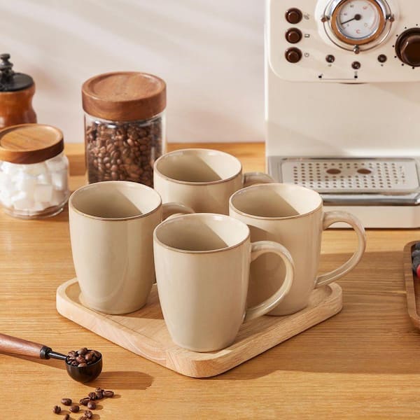 vancasso 16 oz. Brown Stoneware Mugs (Set of 4) Coffee Mug Set Tea Cups  with Handle for Cocoa Milk/Latte/Cappuccino VC-PLA-SMBN-4DBZ - The Home  Depot