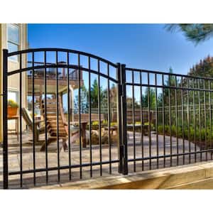 Vinings 5 ft. W x 4 ft. H Black Aluminum Arched Pre-Assembled Fence Gate