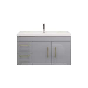 Elsa 19.69 in.Dx 22.05 in. H x 41.45 in. W Bath Vanity in Glossy Gray with White Reinforced Acrylic Top with Sink