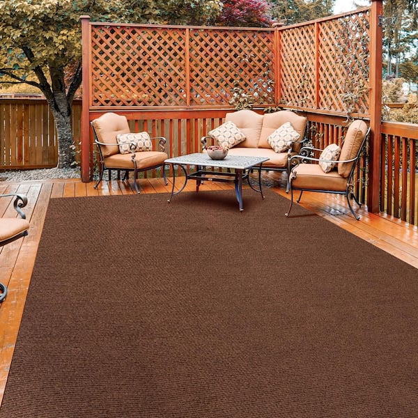 Indoor Outdoor Carpet 6 ft. W x 23 ft. L Indoor/Outdoor Area Rug Water-Proof Carpet Roll, Deep Brown