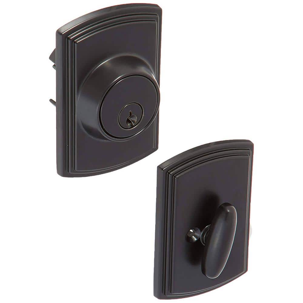 Matte Black Single Cylinder Deadbolt with Enlarged Back Plate