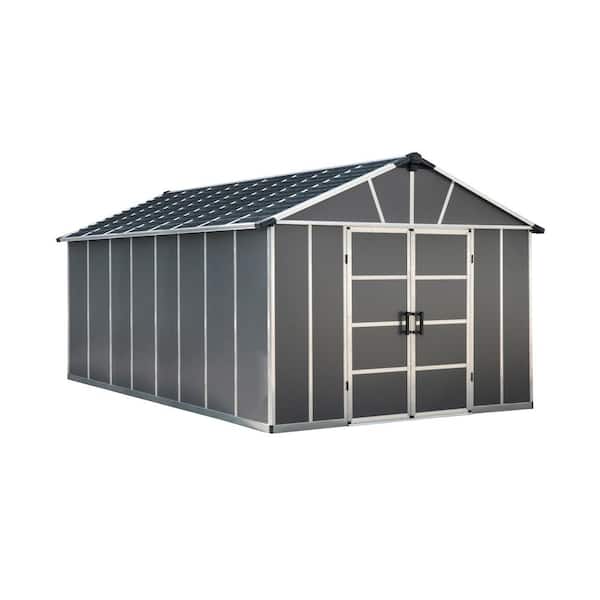 Yukon 11 ft. W x 17 ft. D Resin Plastic Outdoor Garden Storage Shed (185.5 sq. ft.) in Dark Gray