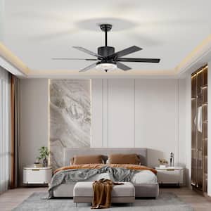 52 in. Indoor Black Low Profile Standard Ceiling Fan with LED, 6 Blades Reversible Motor