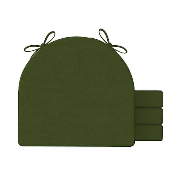 AAAAAcessories 17 in. x 16 in. Indoor U-shape Strappy Non-slip Chair Seat Cushion for Multi-scenario Setups in Dark Green (4-Pack)