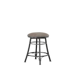 Bali 24 in. Metal Backless Swivel Grey Cushioned Counter Height Stool
