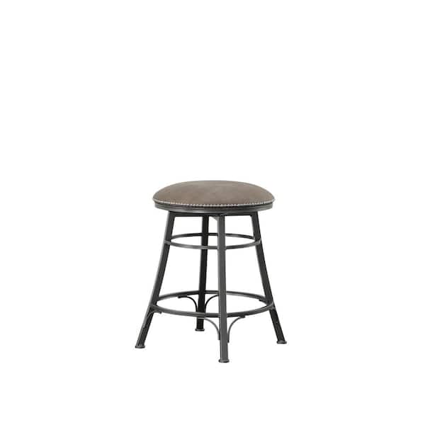 Steve Silver Bali 24 in. Metal Backless Swivel Grey Cushioned Counter Height Stool