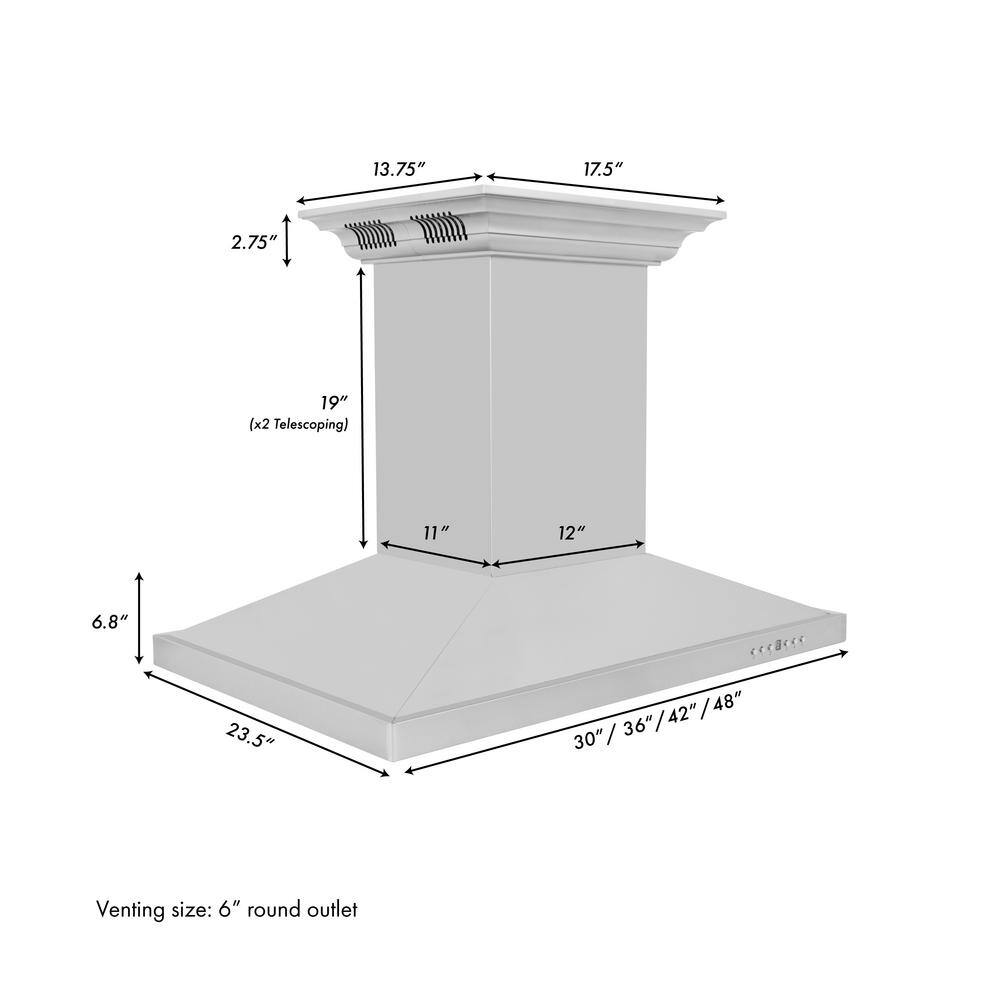 30-inch Stainless Steel Island Mount Range Hood with Bluetooth Speakers