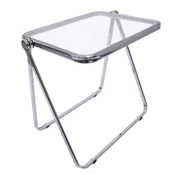 Leisuremod Lawrence Mid Century Modern Square Folding End Side Table   Clear Leisuremod End Side Tables Lft20cl 64 600 