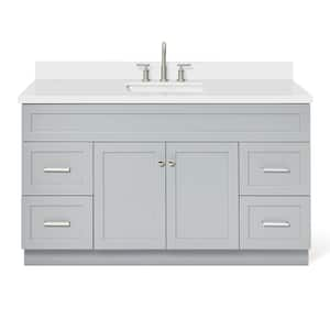 Hamlet 61 in. W x 22 in. D x 36 in. H Bath Vanity in Grey with Pure White Quartz Top