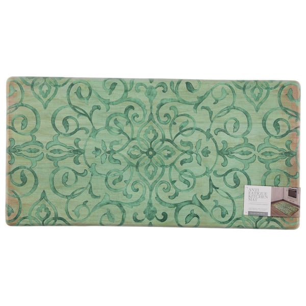 Rustic Medallion Green 20 in. x 39 in. Anti-Fatigue Kitchen Mat