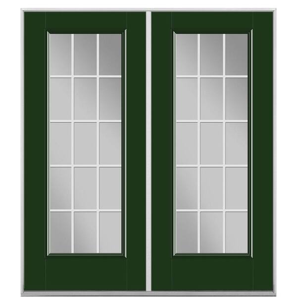 Masonite 72 in. x 80 in. Conifer Fiberglass Prehung Left-Hand Inswing GBG 15-Lite Clear Glass Patio Door without Brickmold
