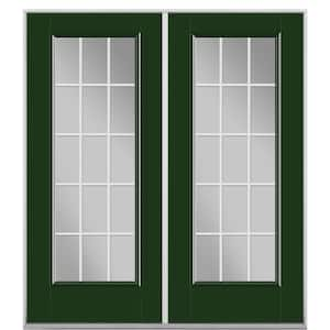 72 in. x 80 in. Conifer Fiberglass Prehung Right-Hand Inswing GBG 15-Lite Clear Glass Patio Door without Brickmold