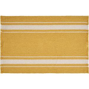 Sunny Day 19 in. x 13 in. Yellow Striped Fringed Cotton Placemat (Set of 4)