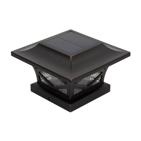 Veranda Solar Adaptable 4 in. x 4 in. Fits Nominal 3-5/8 x3-5/8 in. Plastic Bronze Plated Post Cap with a 6 in. x 6 in. Adaptor