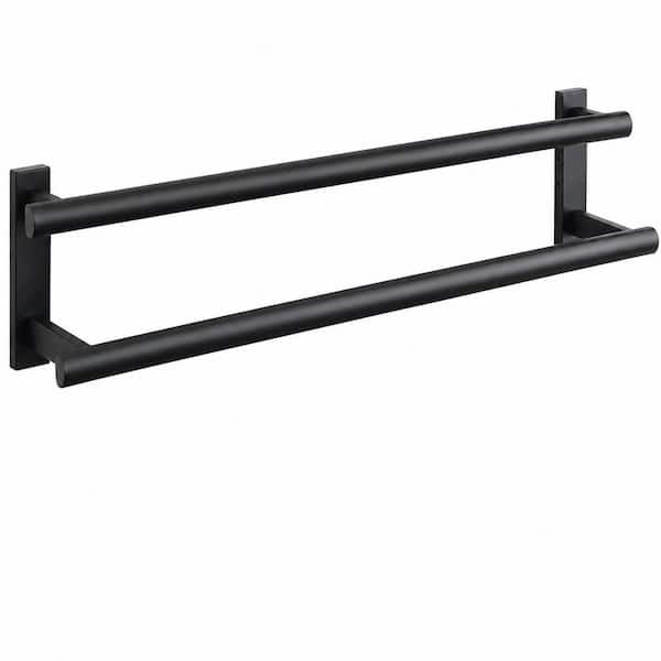 Double Towel Bar Wall Mount, 24 in., Matte Black Finish, 304 Stainless Steel Towel Rack For Bathroom Use