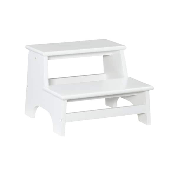 Powell Company Stewart White Finish Wood 18.7"L x 18.3"D x 13.7"H Bed Step